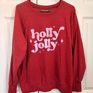 Maurices Red 'Holly Jolly' Women's Ugly Christmas Sweater Sweatshirt L